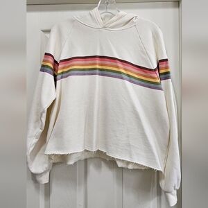 Marine Layer Cropped Hoodie with Rainbow Stripe